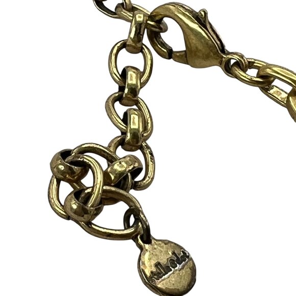 STELLA & DOT Melia Blue Petal Orange Necklace Rhinestone Gold Chain Link Bib - Picture 7 of 7